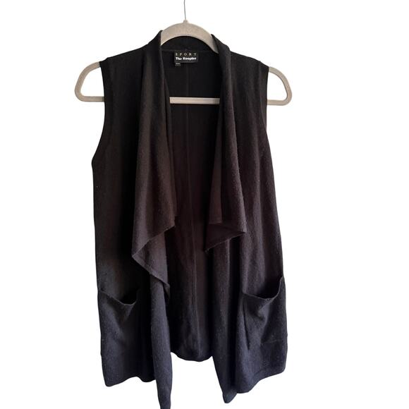 The Kooples Sport Black Merino Wool Cashmere Open Front Vest XXS XS - Picture 2 of 5